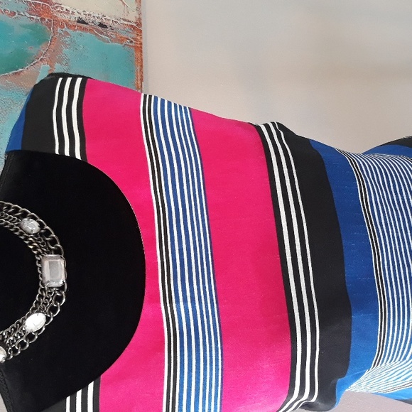 DN Design/ Multi Color/ Striped/ Sleeveless/ Cocktail Dress / Size 14 - Picture 4 of 11